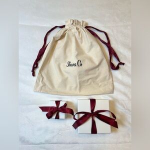 Shane Co. Gift Bag 1 earrings box ,1 necklace box with‎ Burgundy Ribbon